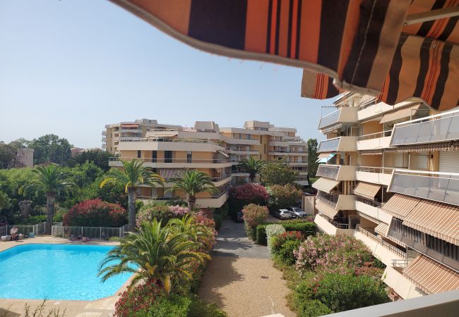 Apartamento en Fréjus - LA MIOUGRA NO Fréjus-Plage: Magnífica T2, 47 m2 con aire acondicionado, wifi/caja de fibra, a 200 m de las playas, vista a la piscina y al jardín, estacionamiento 